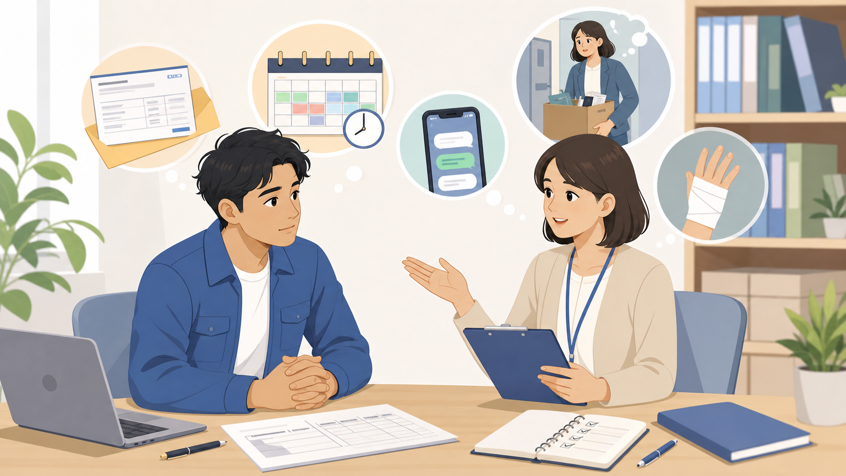 派遣で働く外国人の注意をやさしく説明しますのためのイラスト